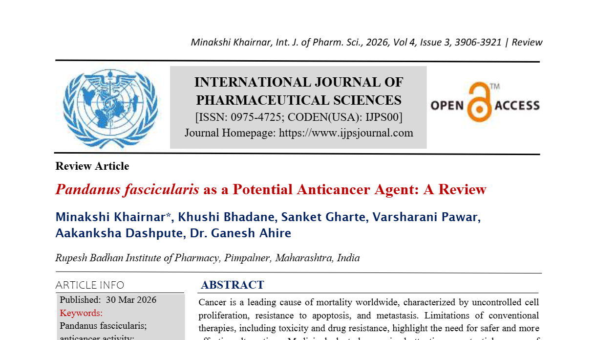 Pandanus fascicularis as a Potential Anticancer Agent: A Review