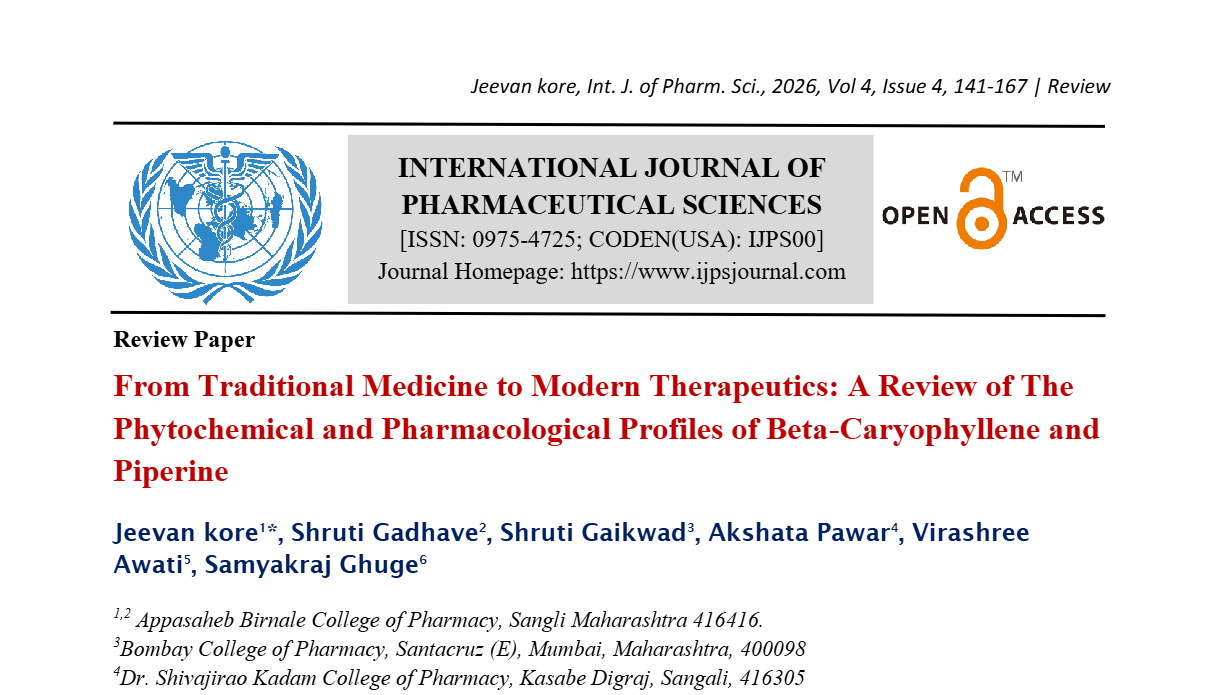 From Traditional Medicine to Modern Therapeutics: A Review of The Phytochemical and Pharmacological Profiles of Beta-Caryophyllene and Piperine