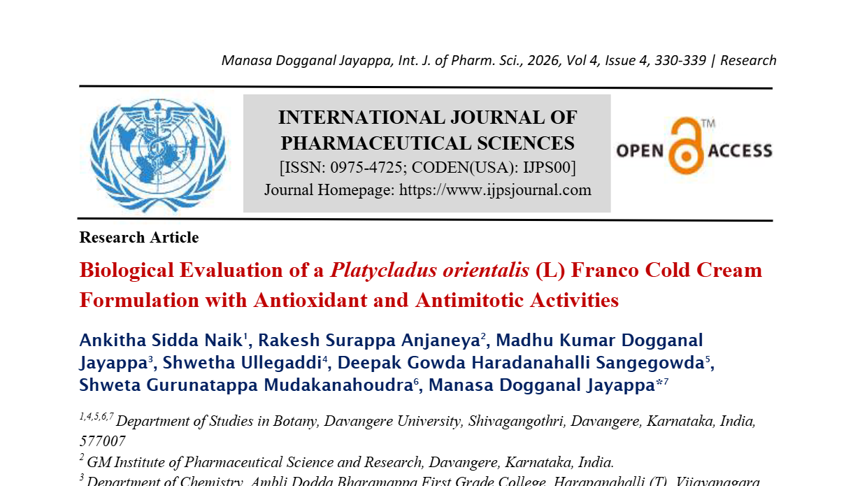 Biological Evaluation of a Platycladus orientalis (L) Franco Cold Cream Formulation with Antioxidant and Antimitotic Activities 