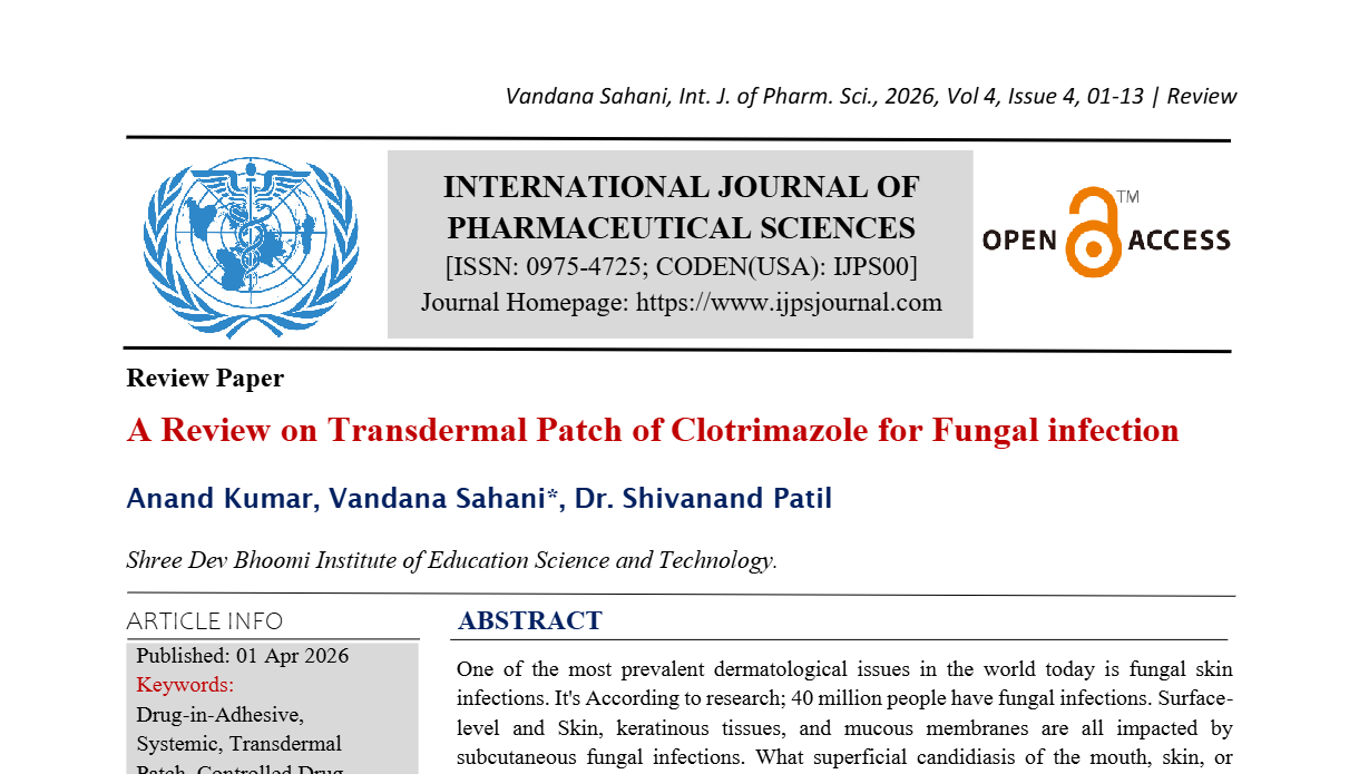 A Review on Transdermal Patch of Clotrimazole for Fungal infection