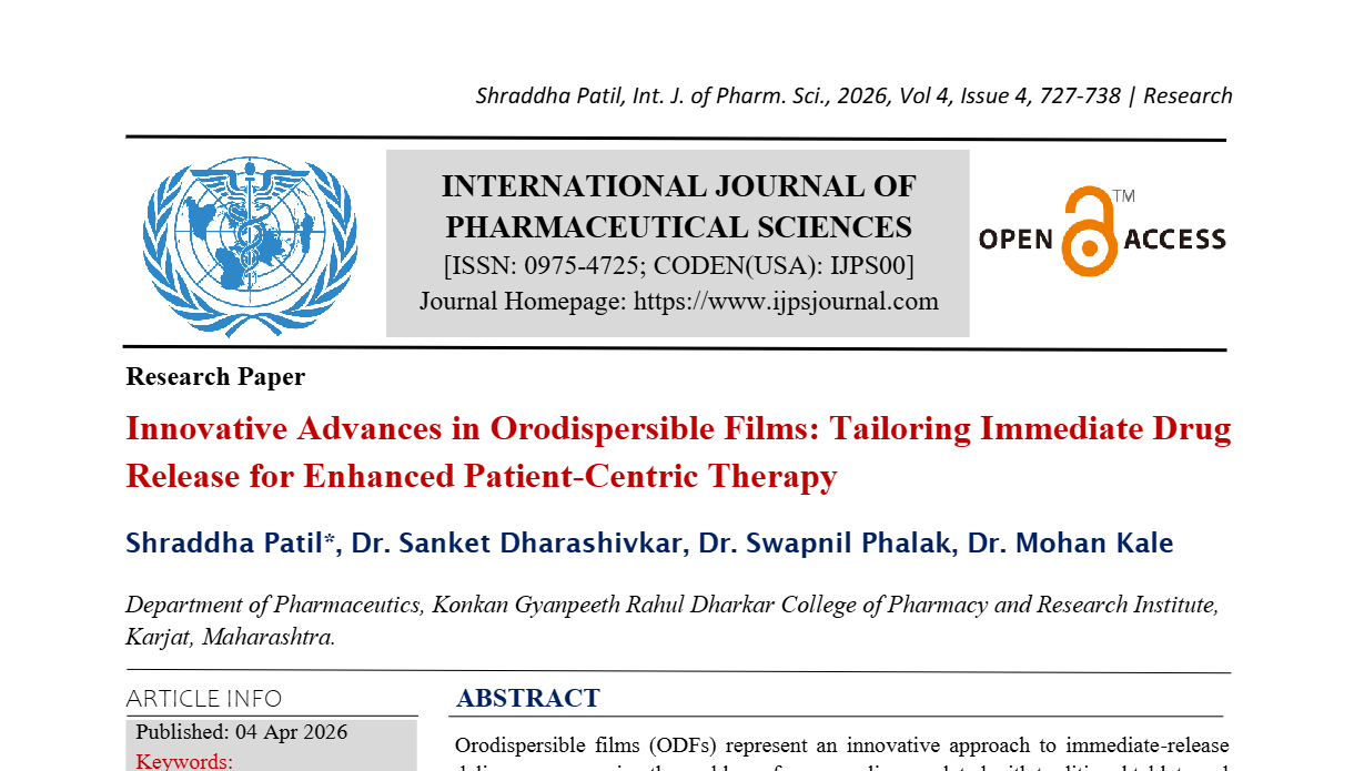 Innovative Advances in Orodispersible Films: Tailoring Immediate Drug Release for Enhanced Patient-Centric Therapy