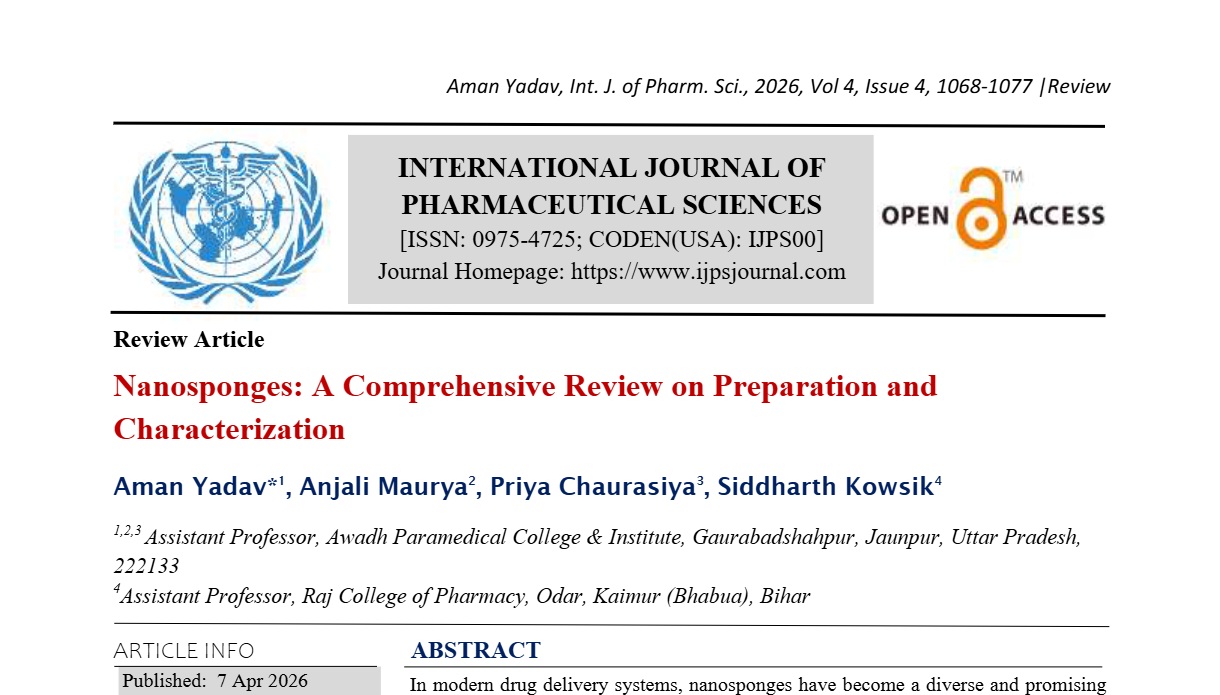 Nanosponges: A Comprehensive Review on Preparation and Characterization  