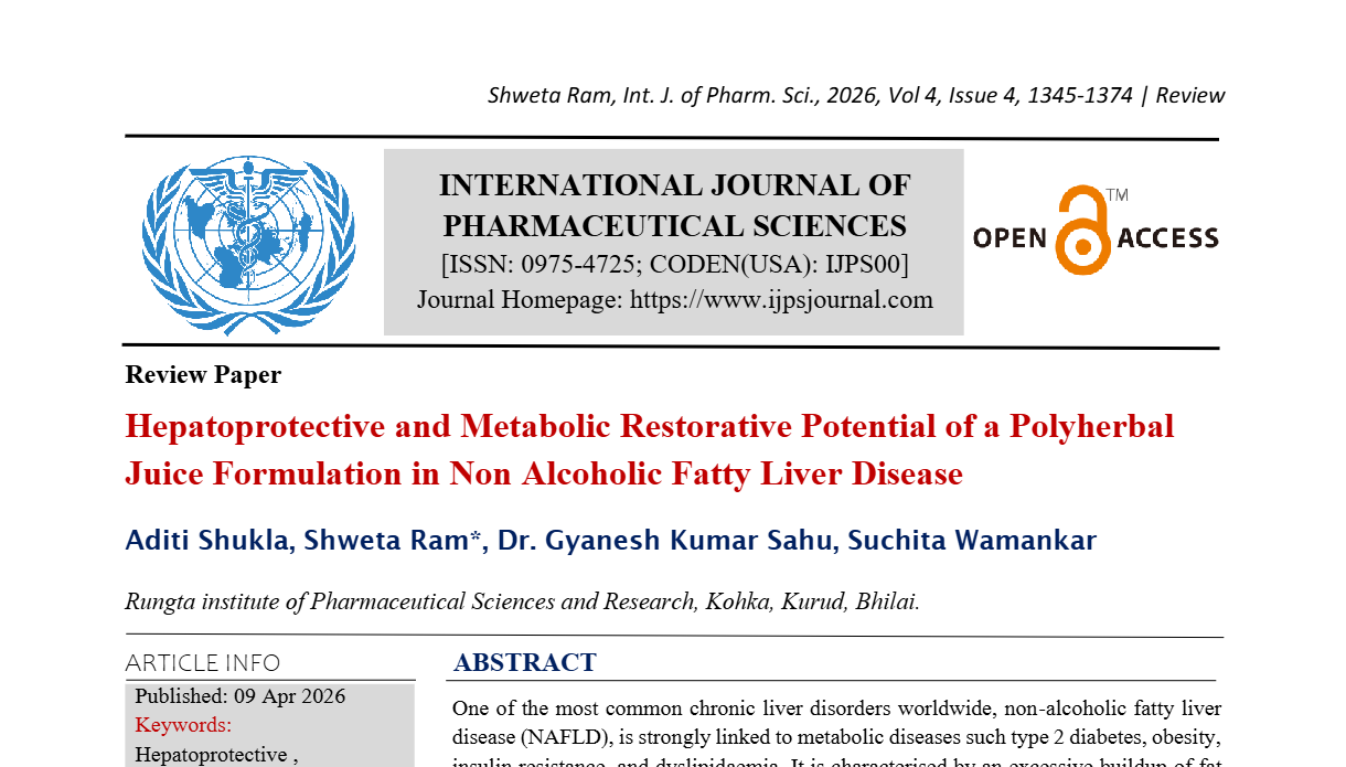 Hepatoprotective and Metabolic Restorative Potential of a Polyherbal Juice Formulation in Non Alcoholic Fatty Liver Disease