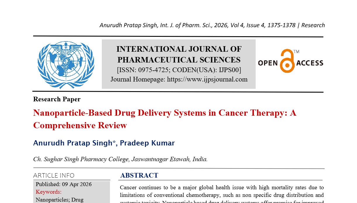 Nanoparticle-Based Drug Delivery Systems in Cancer Therapy: A Comprehensive Review