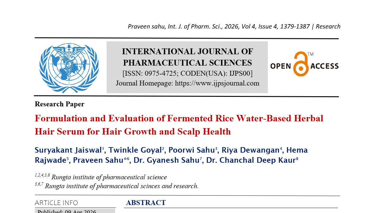 Formulation and Evaluation of Fermented Rice Water-Based Herbal Hair Serum for Hair Growth and Scalp Health