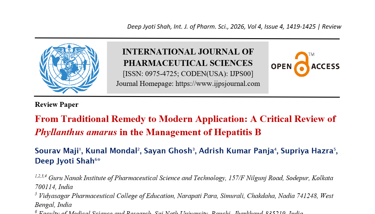 From Traditional Remedy to Modern Application: A Critical Review of Phyllanthus amarus in the Management of Hepatitis B
