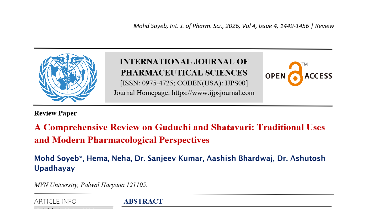 A Comprehensive Review on Guduchi and Shatavari: Traditional Uses and Modern Pharmacological Perspectives