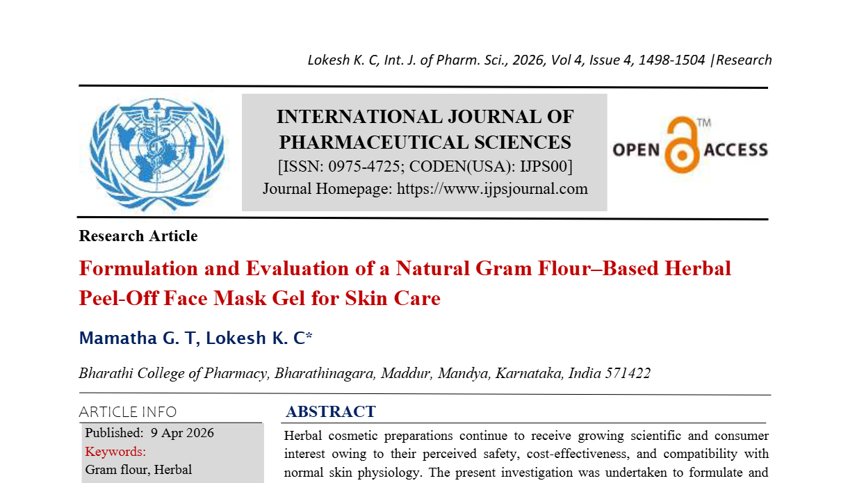 Formulation and Evaluation of a Natural Gram Flour–Based Herbal Peel-Off Face Mask Gel for Skin Care  