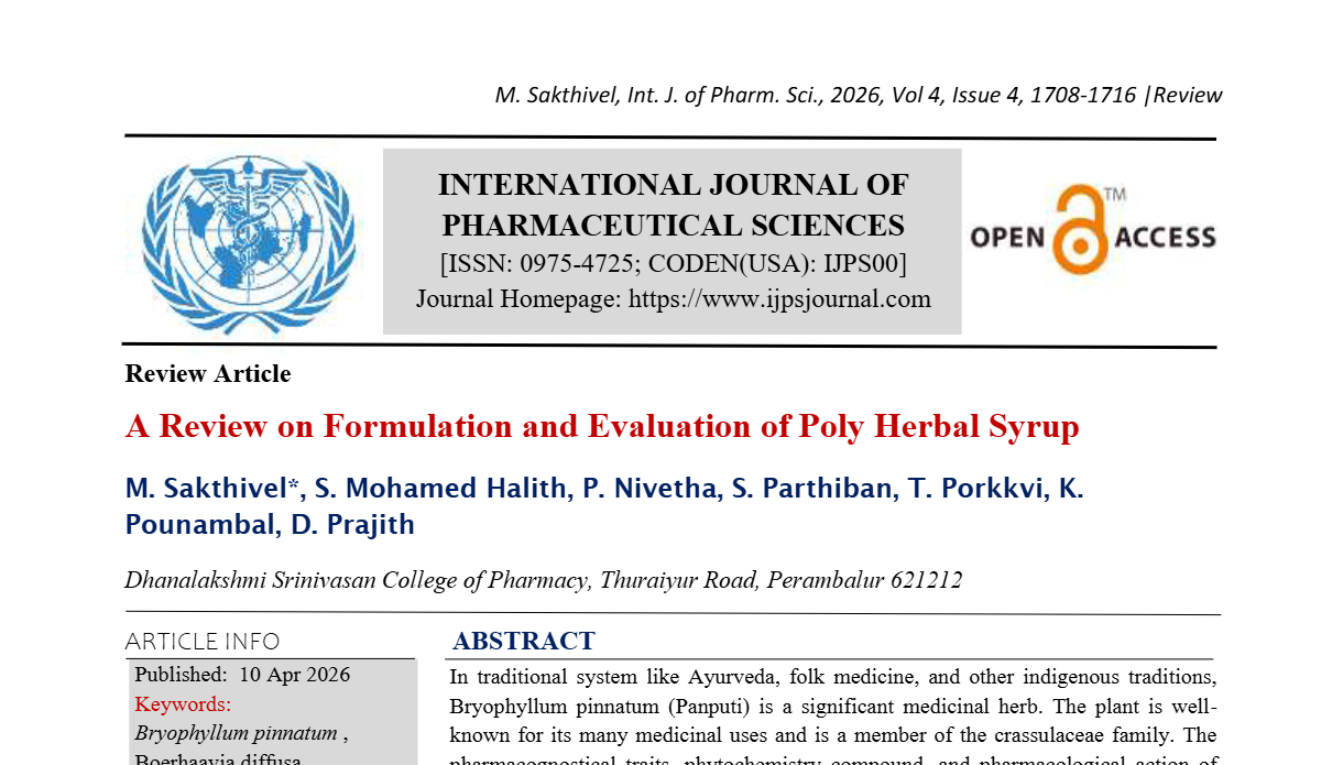 A Review on Formulation and Evaluation of Poly Herbal Syrup