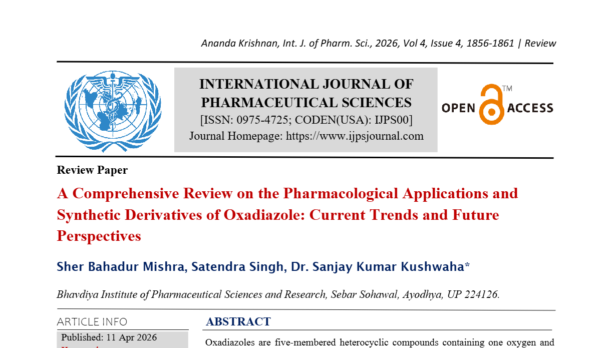 A Comprehensive Review on the Pharmacological Applications and Synthetic Derivatives of Oxadiazole: Current Trends and Future Perspectives
