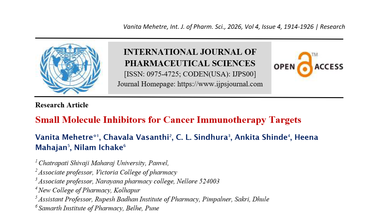 Small Molecule Inhibitors for Cancer Immunotherapy Targets  