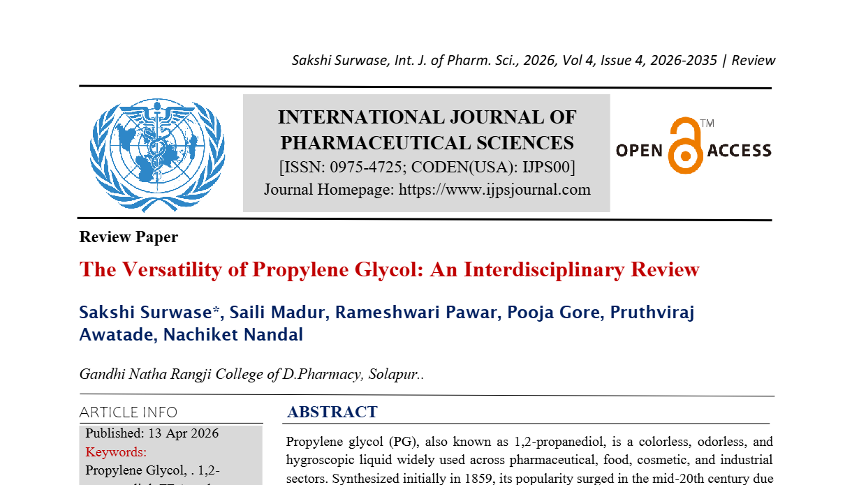The Versatility of Propylene Glycol: An Interdisciplinary Review