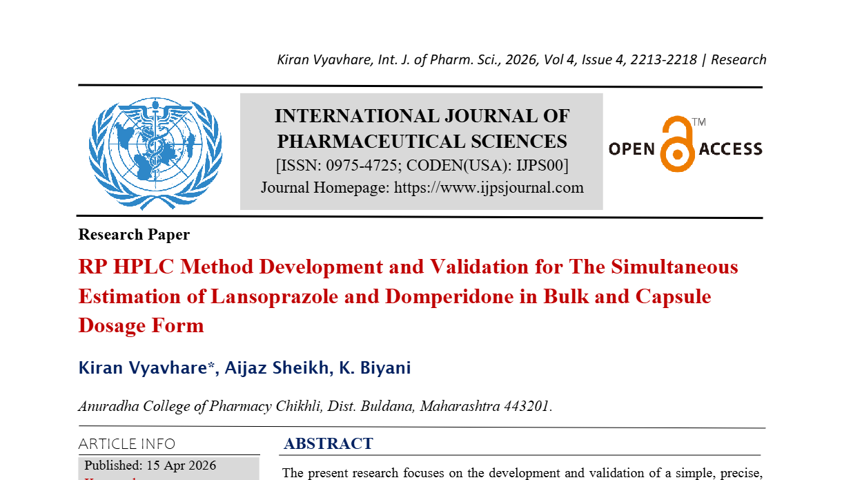 RP HPLC Method Development and Validation for The Simultaneous Estimation of Lansoprazole and Domperidone in Bulk and Capsule Dosage Form