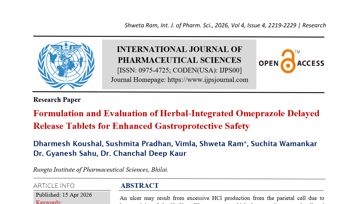 Formulation and Evaluation of Herbal-Integrated Omeprazole Delayed Release Tablets for Enhanced Gastroprotective Safety
