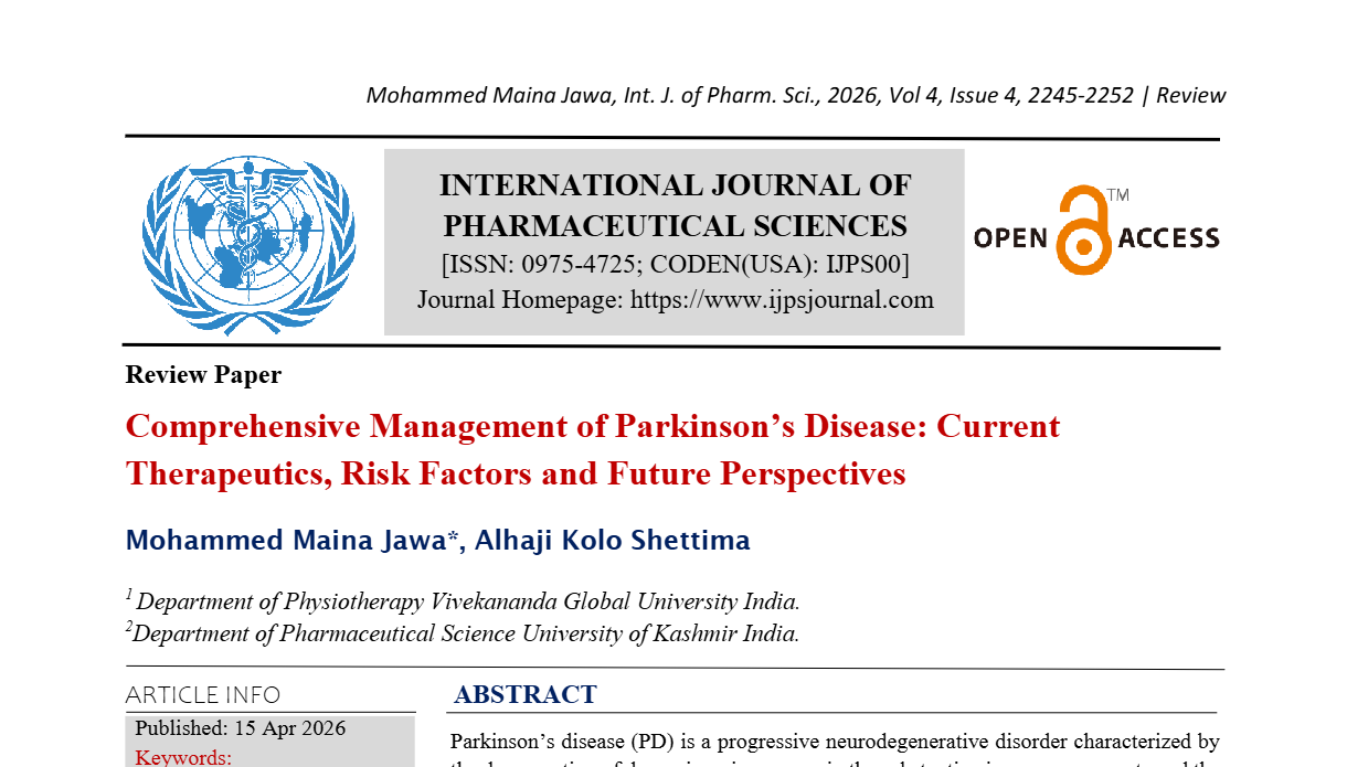 Comprehensive Management of Parkinson’s Disease: Current Therapeutics, Risk Factors and Future Perspectives