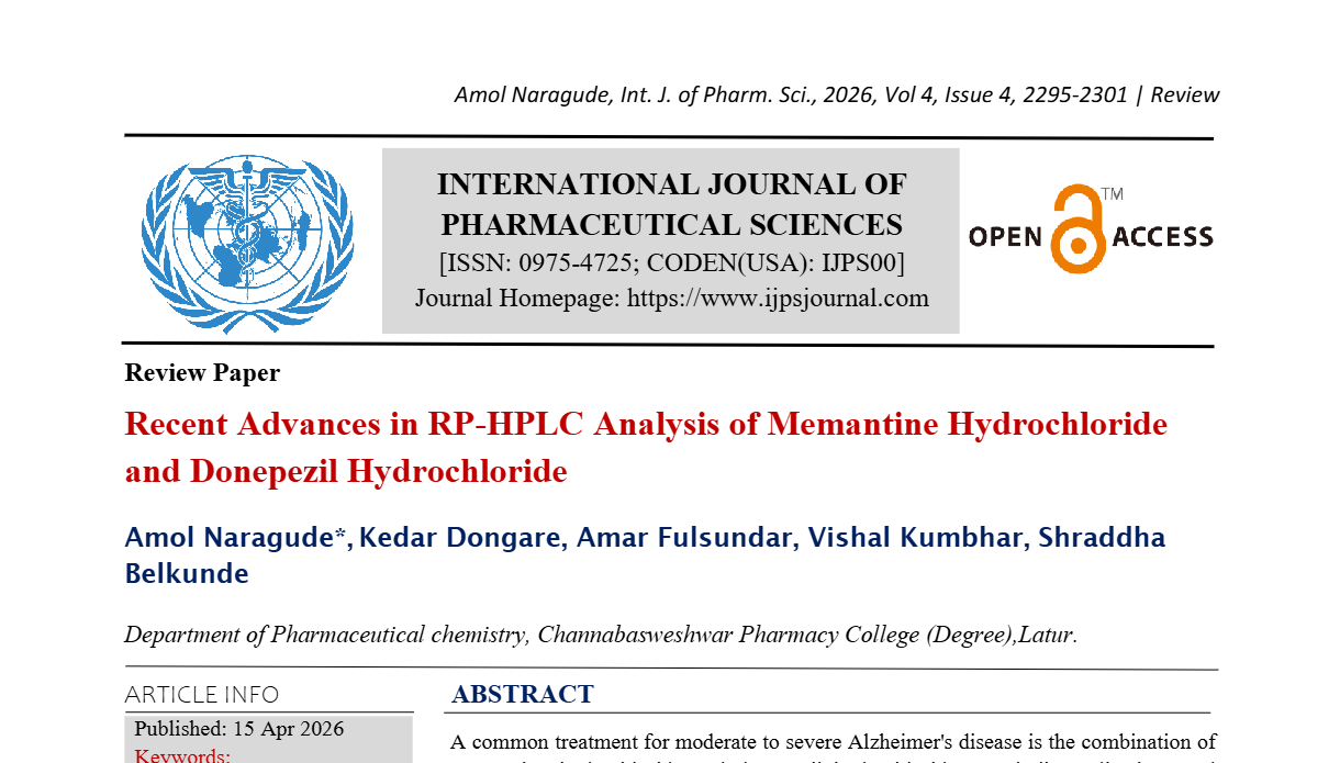Recent Advances in RP-HPLC Analysis of Memantine Hydrochloride and Donepezil Hydrochloride