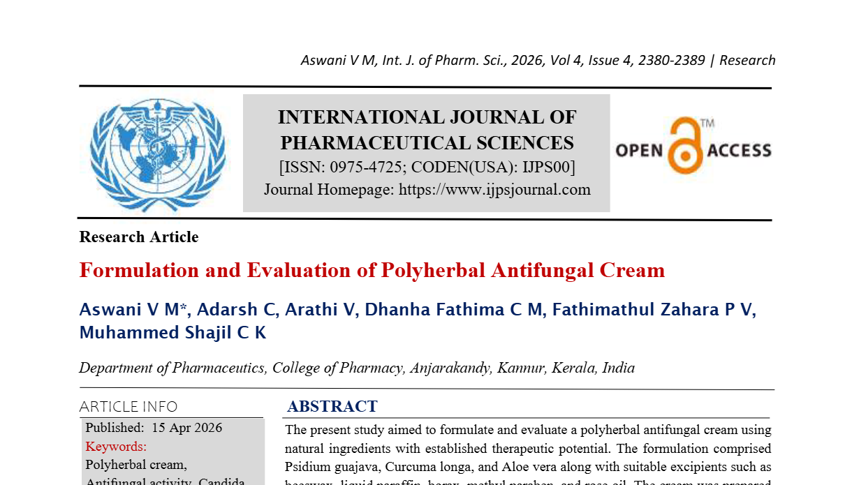 Formulation and Evaluation of Polyherbal Antifungal Cream  