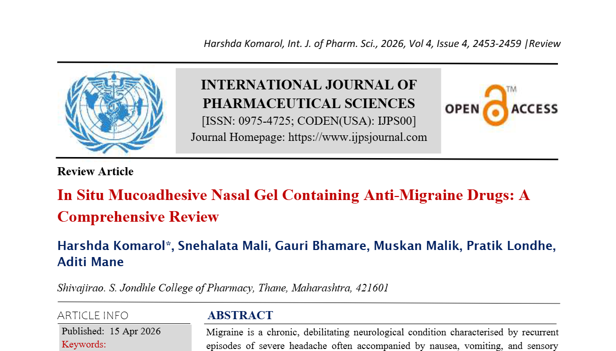In Situ Mucoadhesive Nasal Gel Containing Anti-Migraine Drugs: A Comprehensive Review