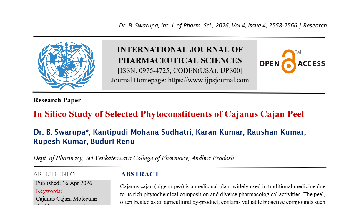 In Silico Study of Selected Phytoconstituents of Cajanus Cajan Peel