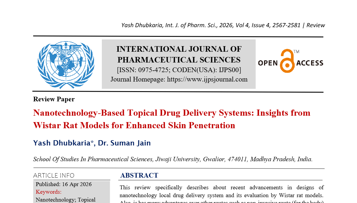 Nanotechnology-Based Topical Drug Delivery Systems: Insights from Wistar Rat Models for Enhanced Skin Penetration