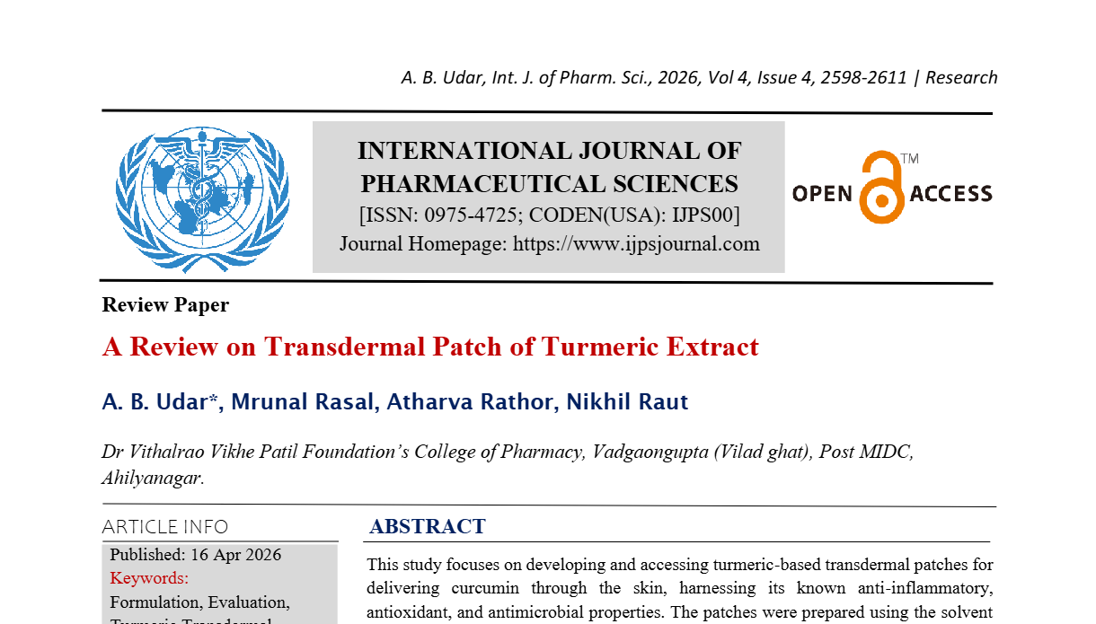 A Review on Transdermal Patch of Turmeric Extract
