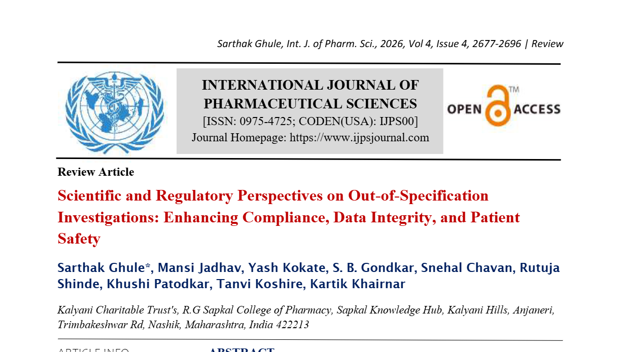 Scientific and Regulatory Perspectives on Out-of-Specification Investigations: Enhancing Compliance, Data Integrity, and Patient Safety