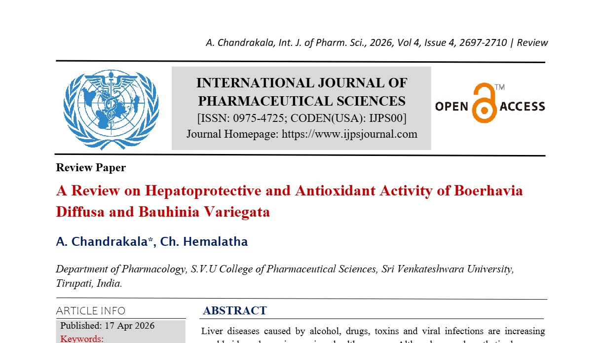 A Review on Hepatoprotective and Antioxidant Activity of Boerhavia diffusa and Bauhinia variegata
