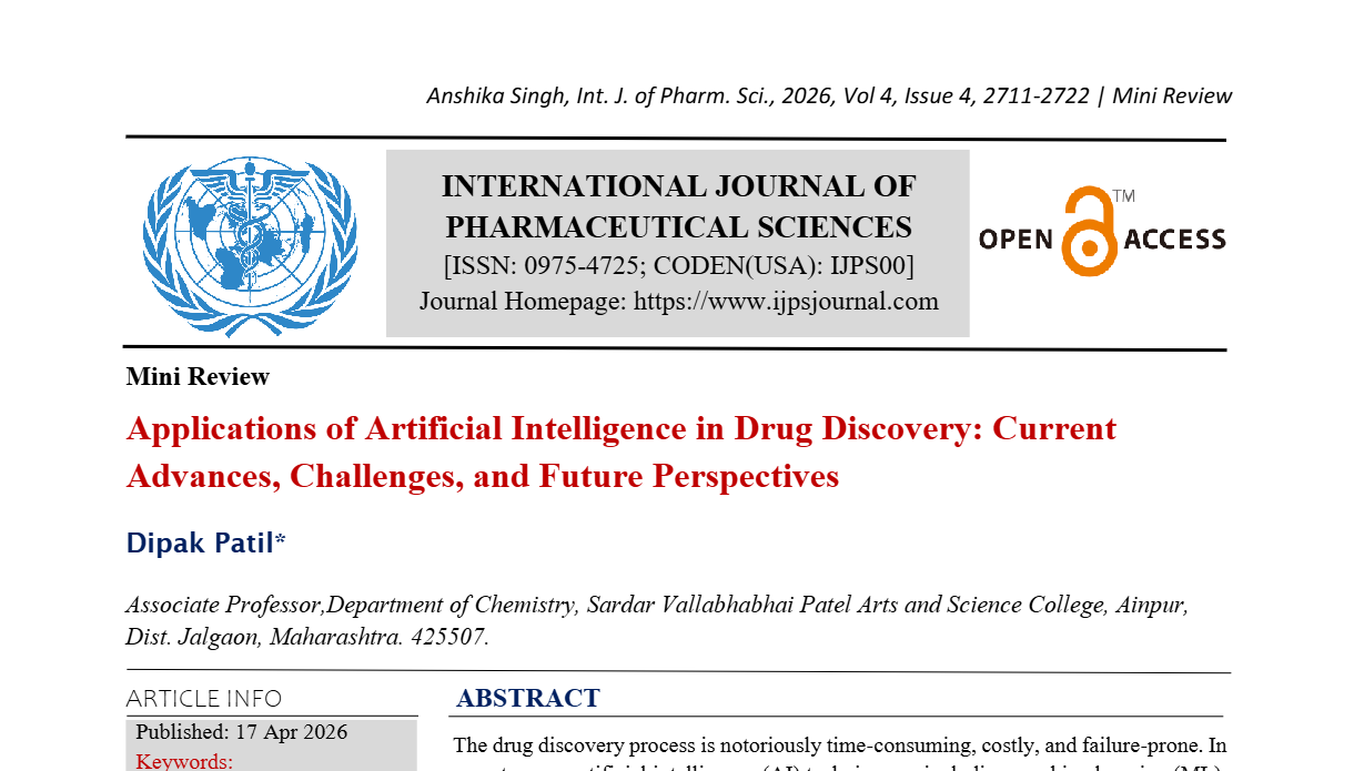 Applications of Artificial Intelligence in Drug Discovery: Current Advances, Challenges, and Future Perspectives