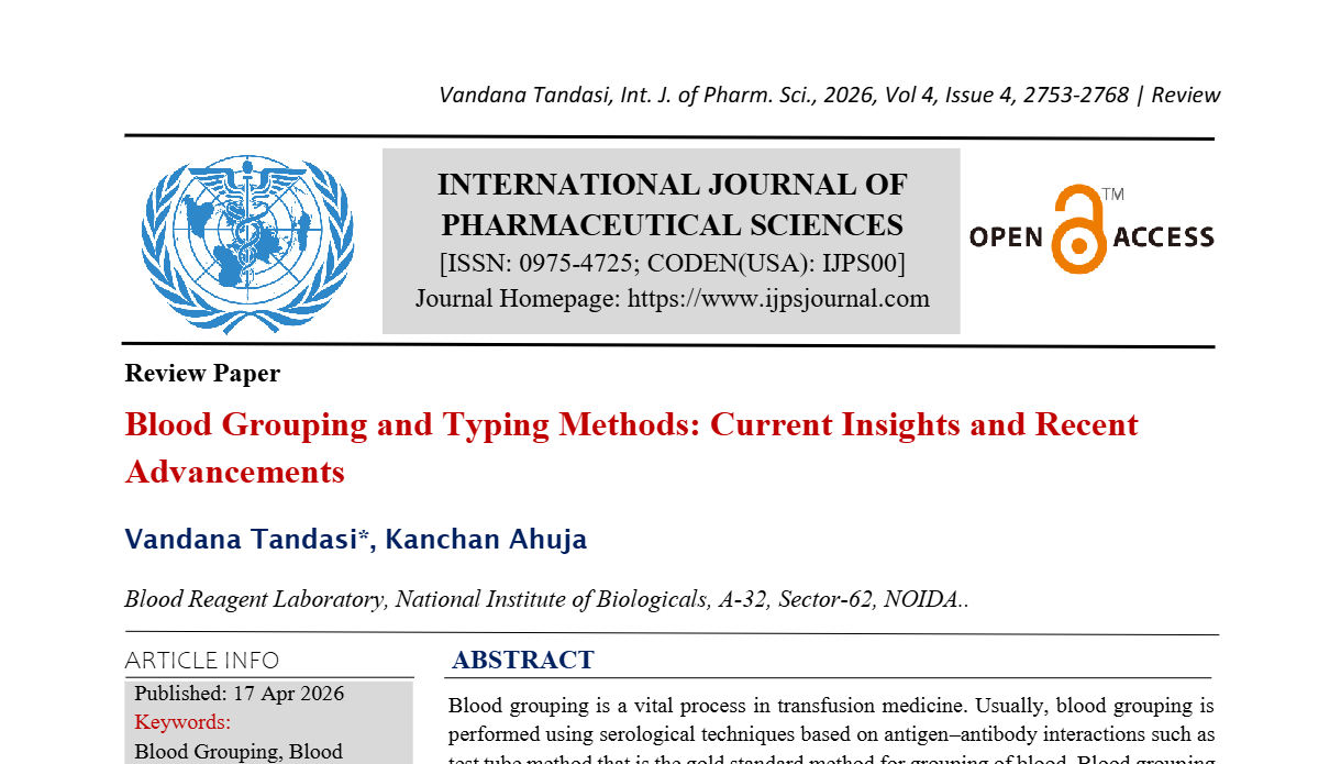 Blood Grouping and Typing Methods: Current Insights and Recent Advancements