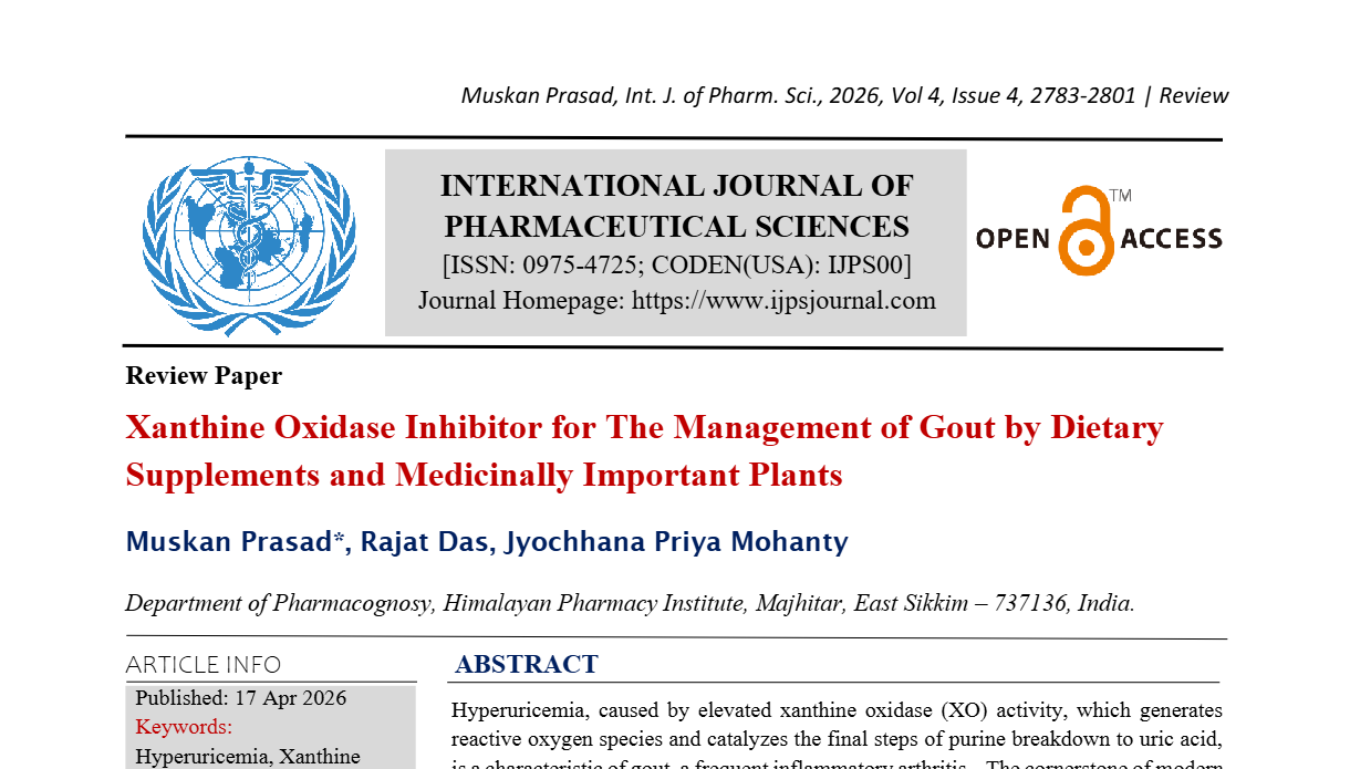 Xanthine oxidase inhibitor for the management of gout by dietary supplements and medicinally important plants