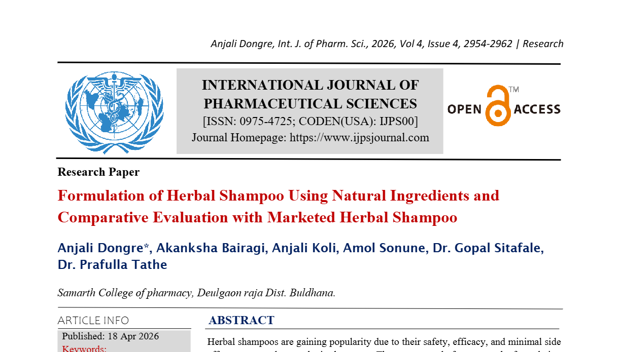 Formulation of Herbal Shampoo Using Natural Ingredients and Comparative Evaluation with Marketed Herbal Shampoo