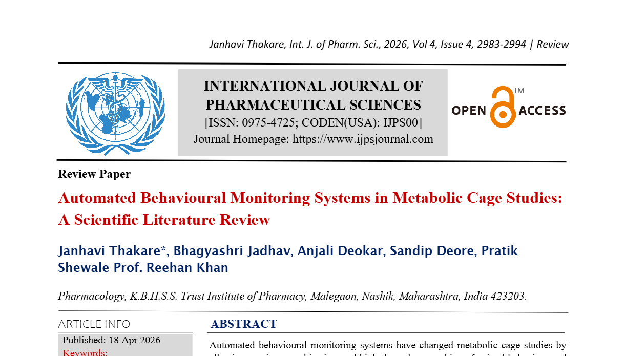 Automated  Behavioural  Monitoring Systems in Metabolic Cage Studies: A Scientific Literature Review