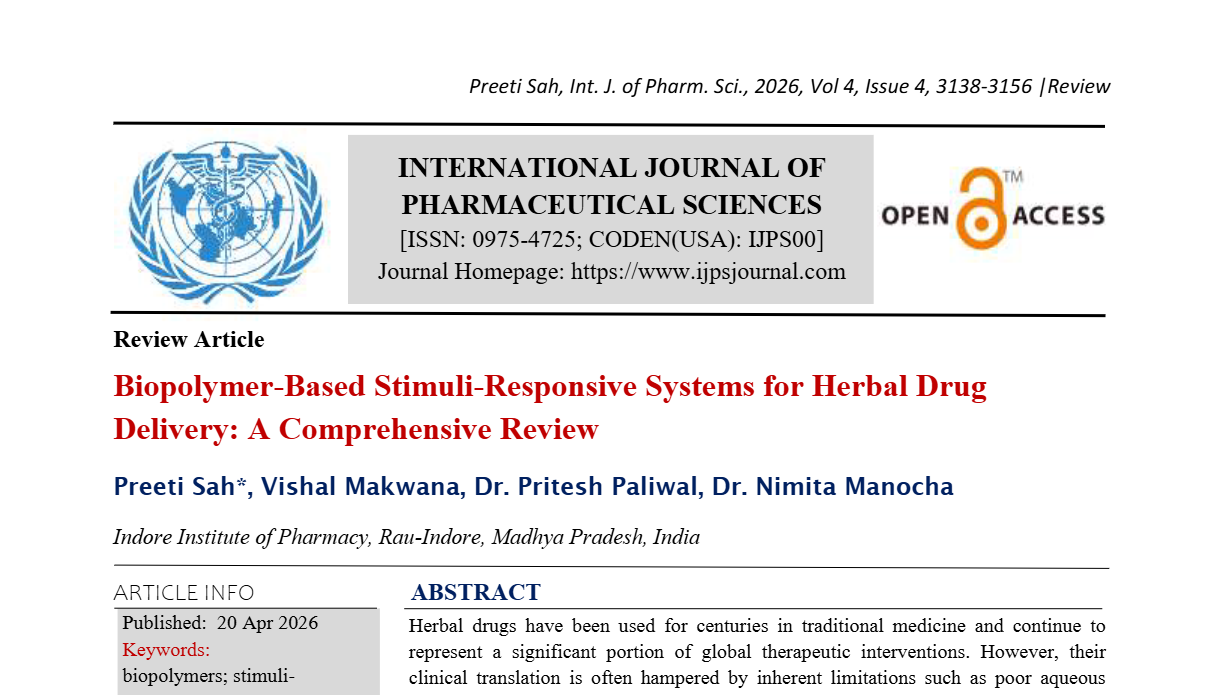 Biopolymer-Based Stimuli-Responsive Systems for Herbal Drug Delivery: A Comprehensive Review