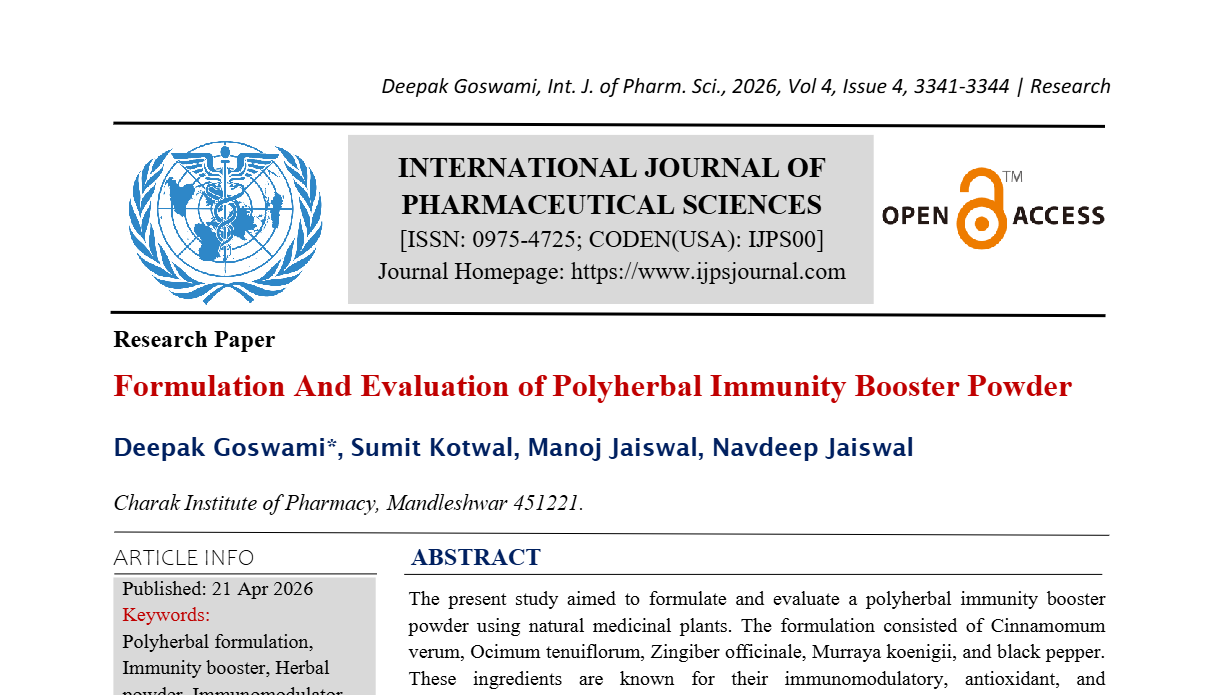 Formulation And Evaluation of Polyherbal Immunity Booster Powder
