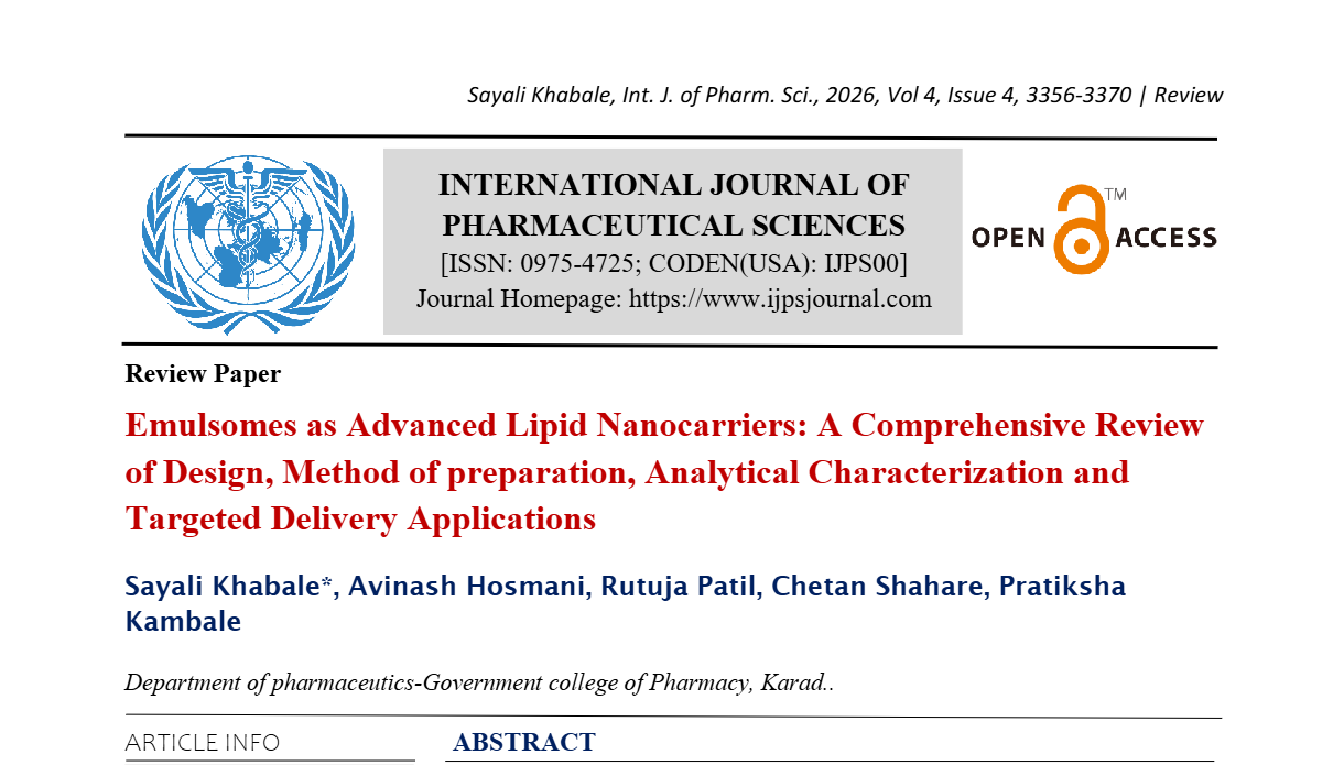 Emulsomes as Advanced Lipid Nanocarriers: A Comprehensive Review of Design, Method of preparation, Analytical Characterization and Targeted Delivery Applications