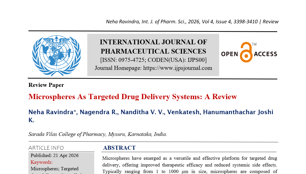 Microspheres As Targeted Drug Delivery Systems: A Review