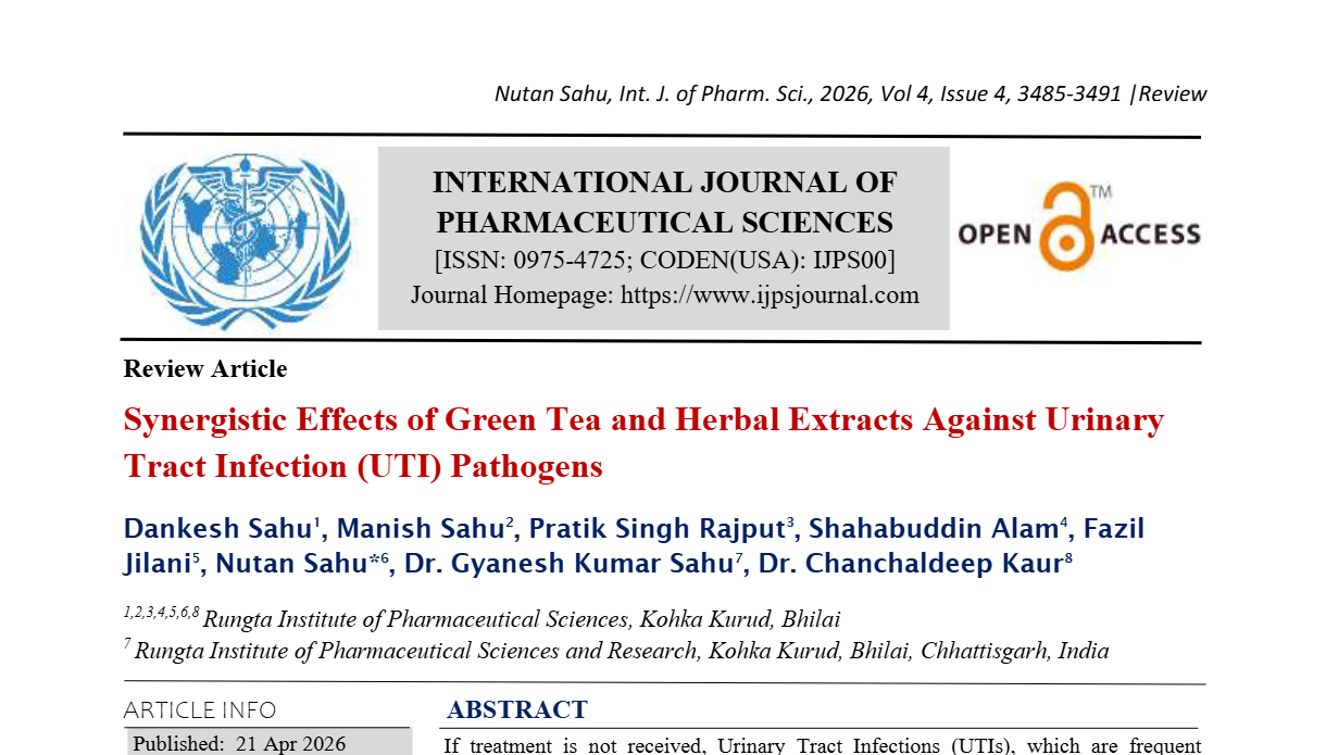 Synergistic Effects of Green Tea and Herbal Extracts Against Urinary Tract Infection (UTI) Pathogens