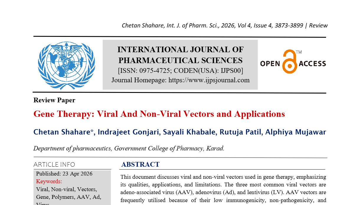 Gene Therapy: Viral And Non-Viral Vectors And Applications