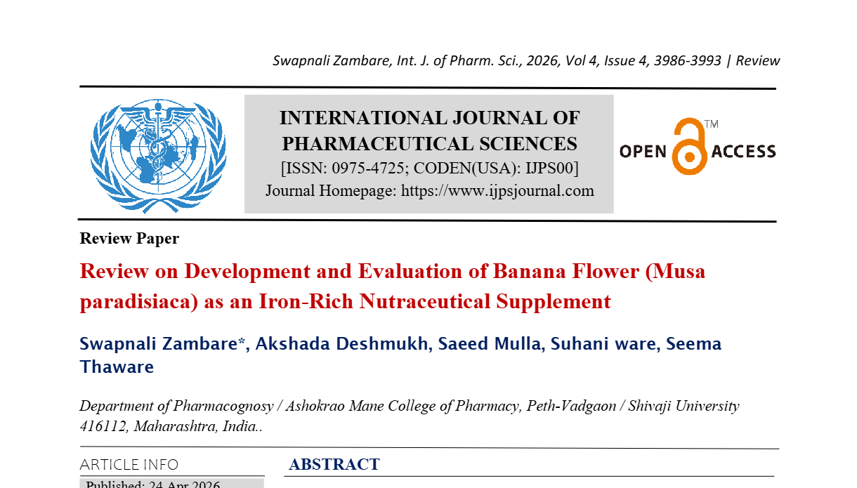 Review on“Development and Evaluation of Banana Flower (Musa paradisiaca) as an Iron-Rich Nutraceutical Supplement”