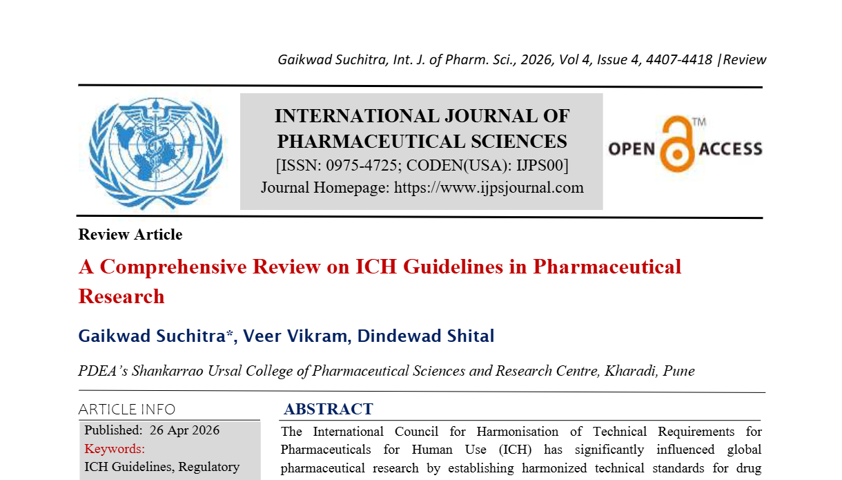 A Comprehensive Review on ICH Guidelines in Pharmaceutical Research