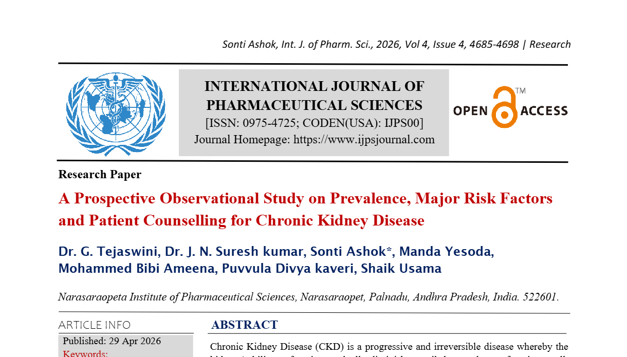 A Prospective Observational Study on Prevalence Major Risk Factors and Patient Counselling for Chronic Kidney Disease