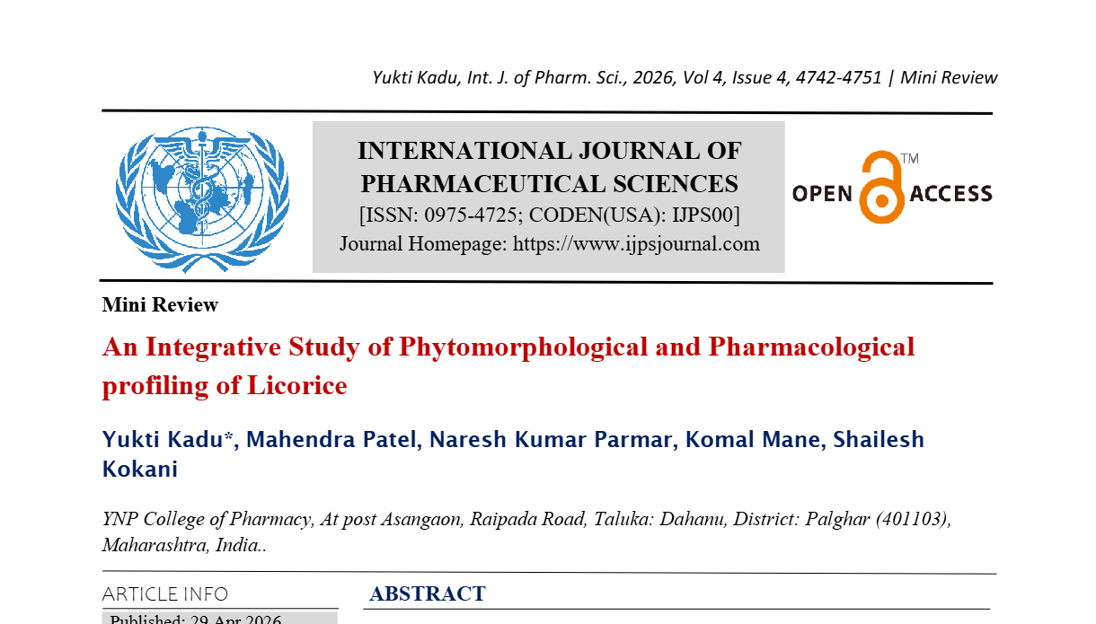 An Integrative Study of Phytomorphological and Pharmacological profiling of Licorice.