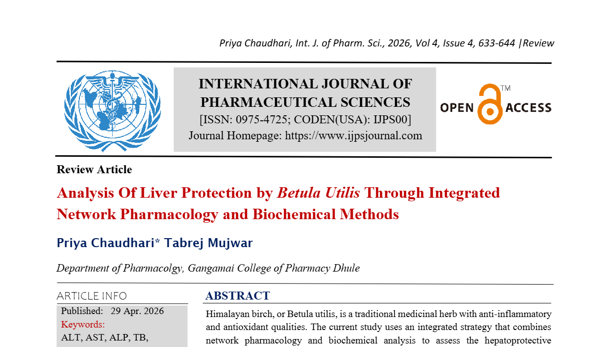 Analysis Of Liver Protection by Betula Utilis Through Integrated Network Pharmacology and Biochemical Methods