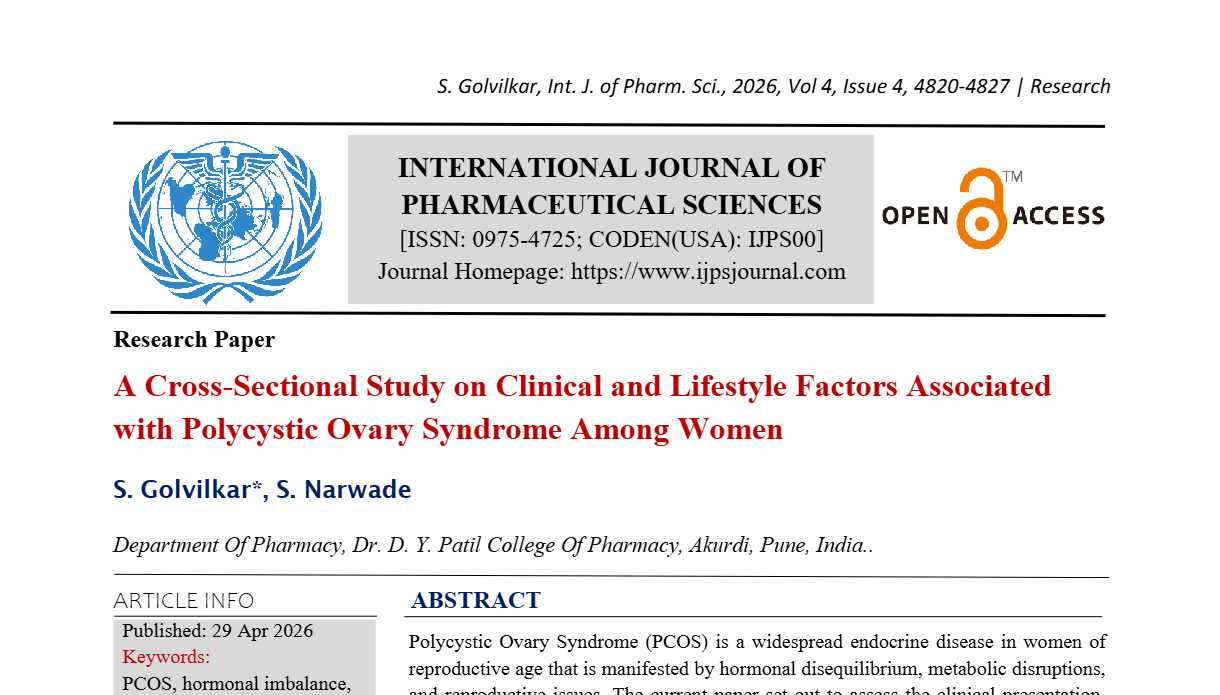 A Cross-Sectional Study on Clinical and Lifestyle Factors Associated with Polycystic Ovary Syndrome Among Women..