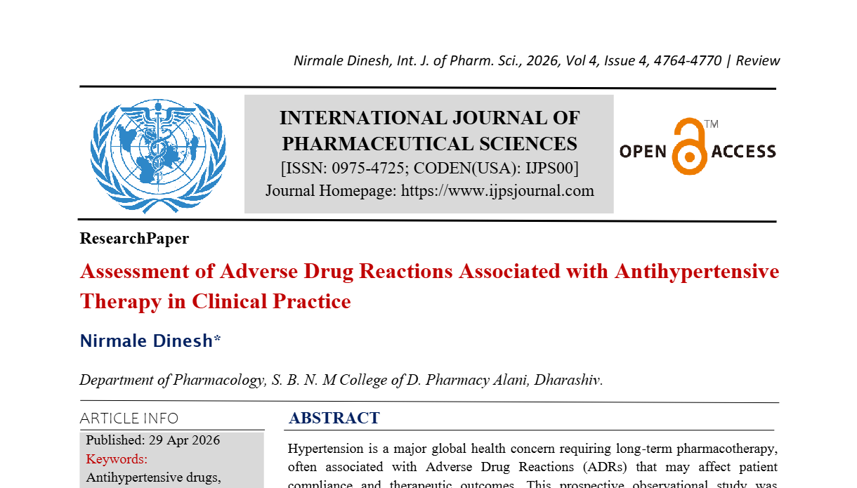 Assessment of Adverse Drug Reactions Associated with Antihypertensive Therapy in Clinical Practice