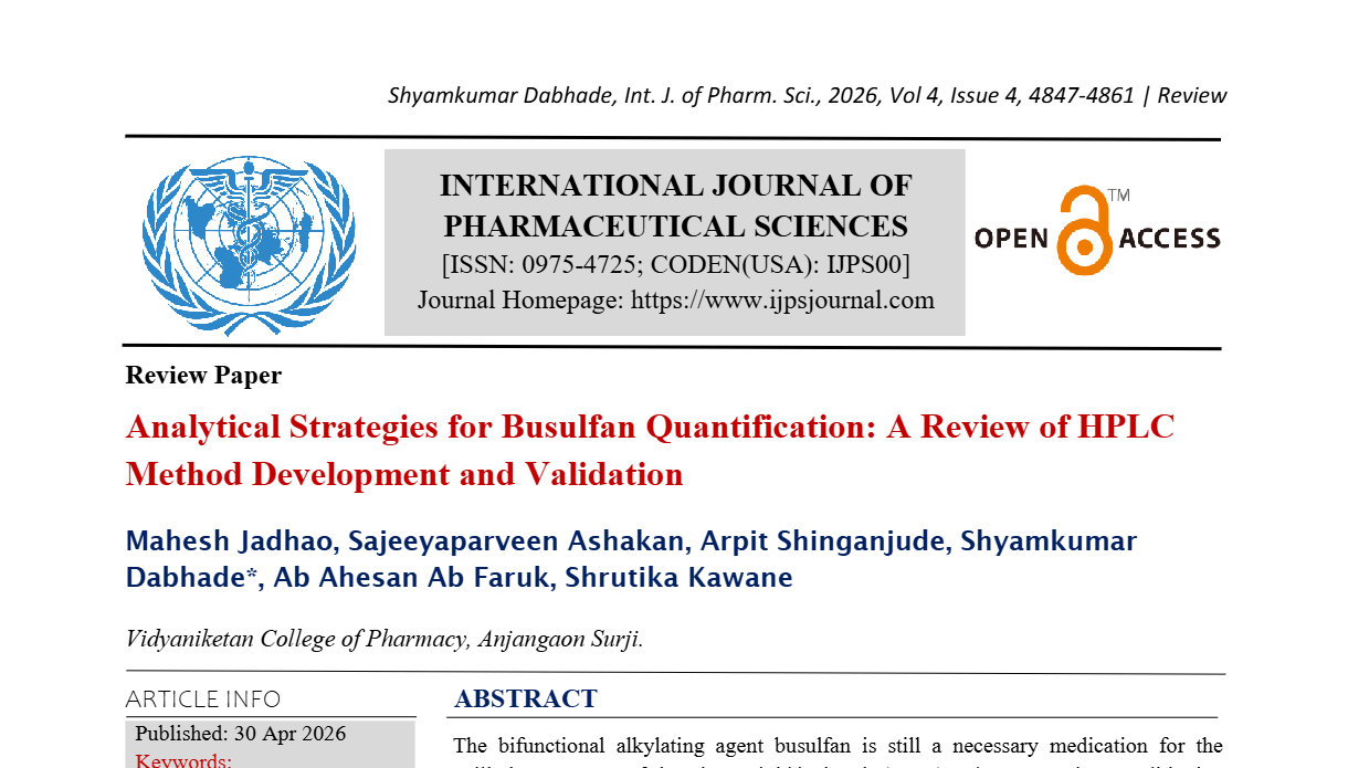 Analytical Strategies for Busulfan Quantification: A Review of HPLC Method Development and Validation