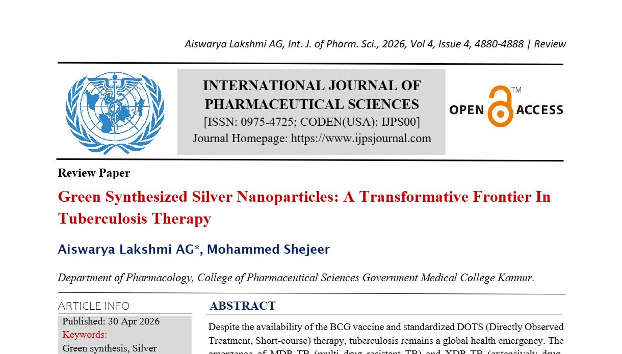 Green Synthesized Silver Nanoparticles: A Transformative Frontier In Tuberculosis Therapy