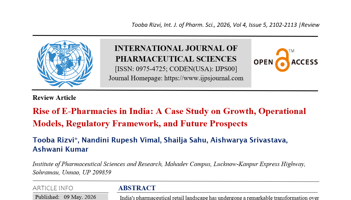Rise of E-Pharmacies in India: A Case Study on Growth, Operational Models, Regulatory Framework, and Future Prospects